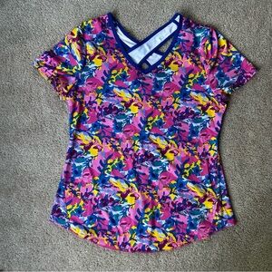 JOFIT Women's Floral Multicolor Golf Active Shirt Top Size S Tropical Like new